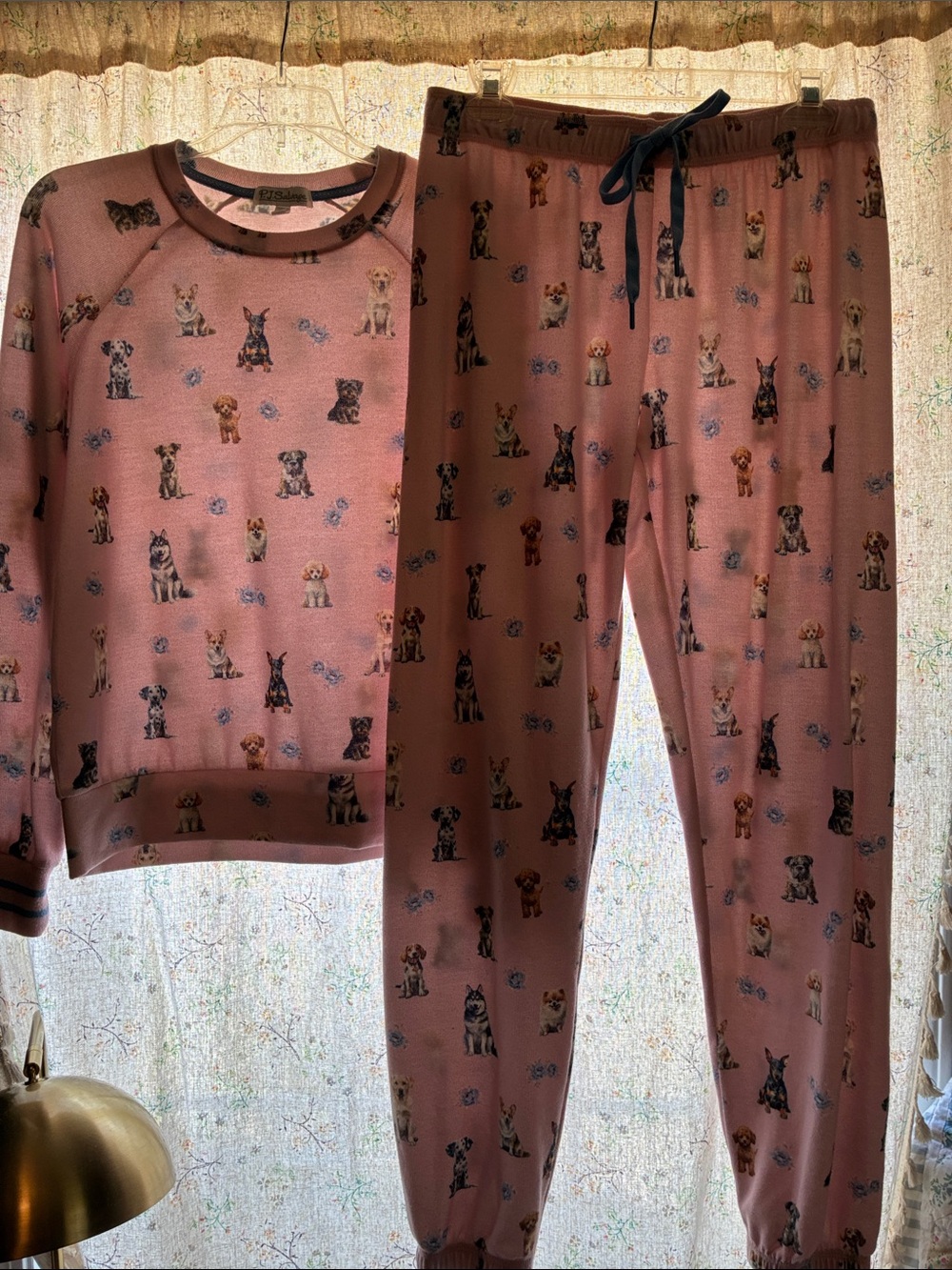 PJ Salvage Pink Dog-Print Pajama Set Sz Small